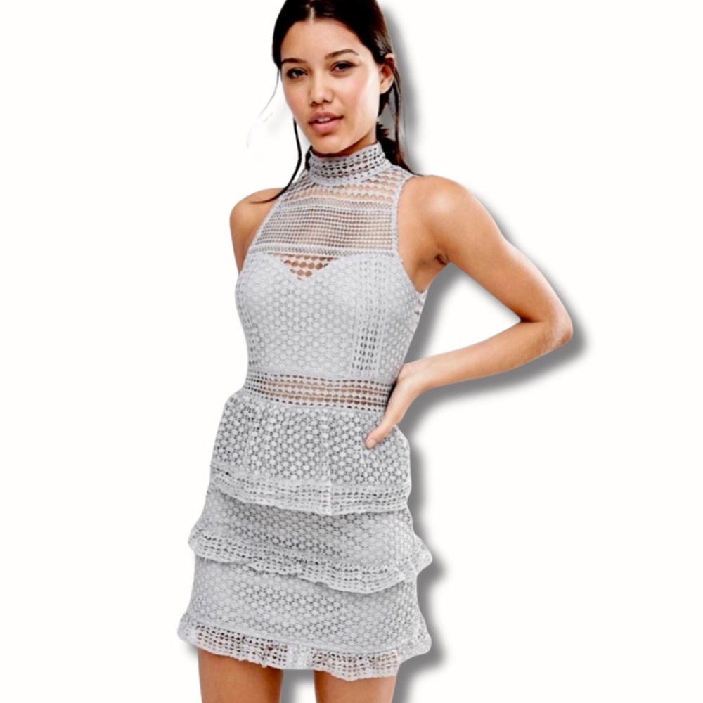 ASOS White Lace Tiered Mini Dress